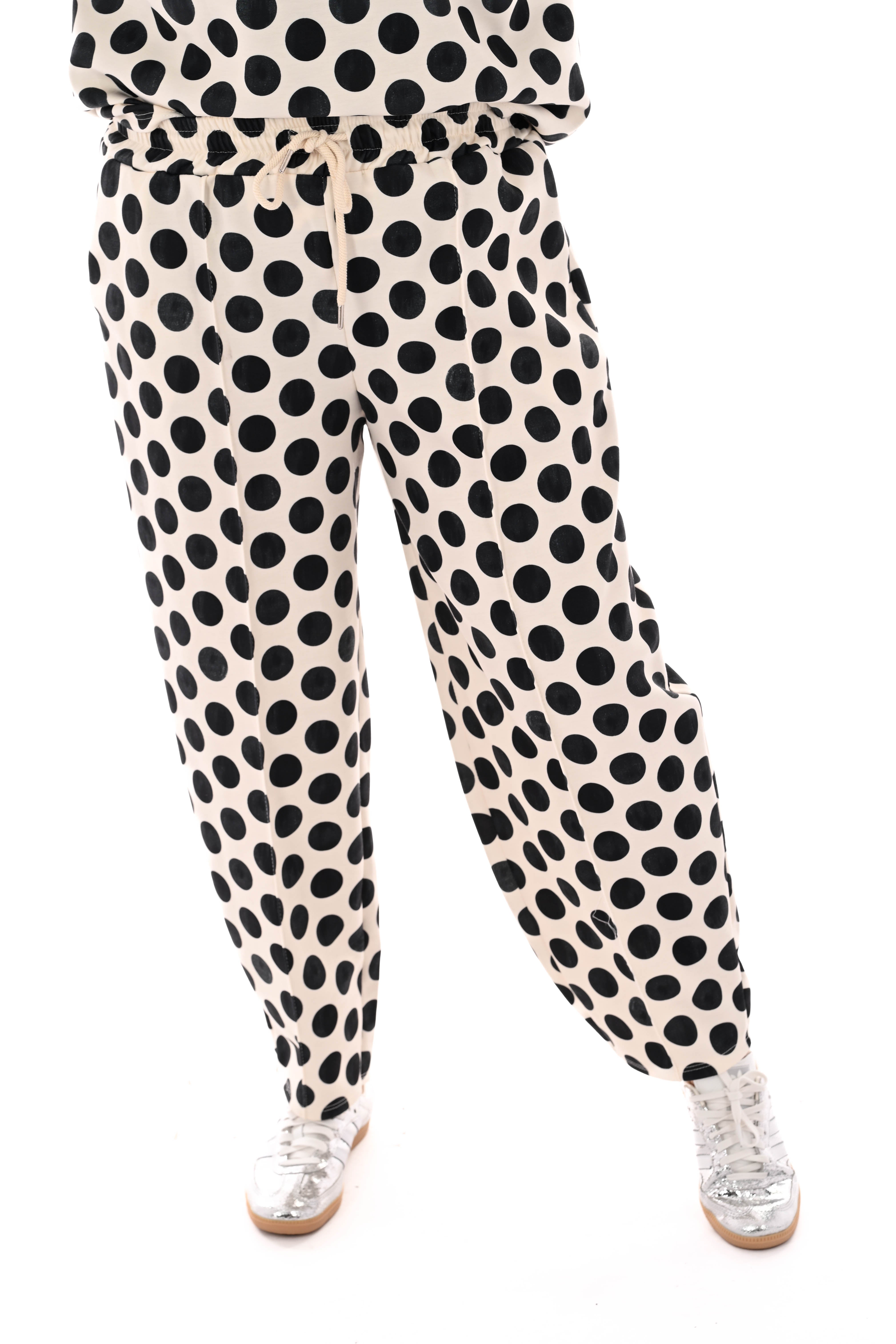 Tweedelig set korte mouwen dots zwart