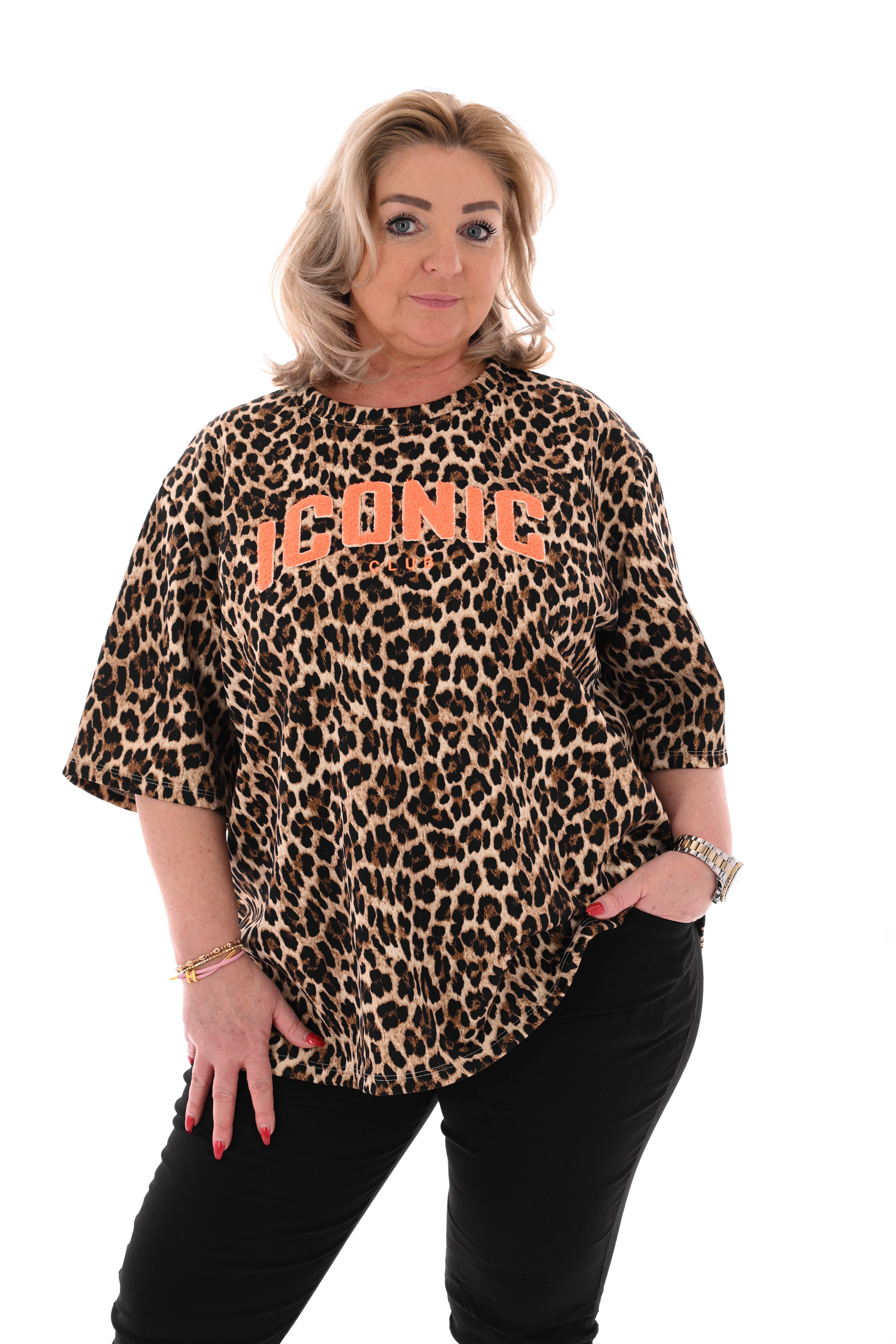 T-shirt panterprint Iconic teddy oranje