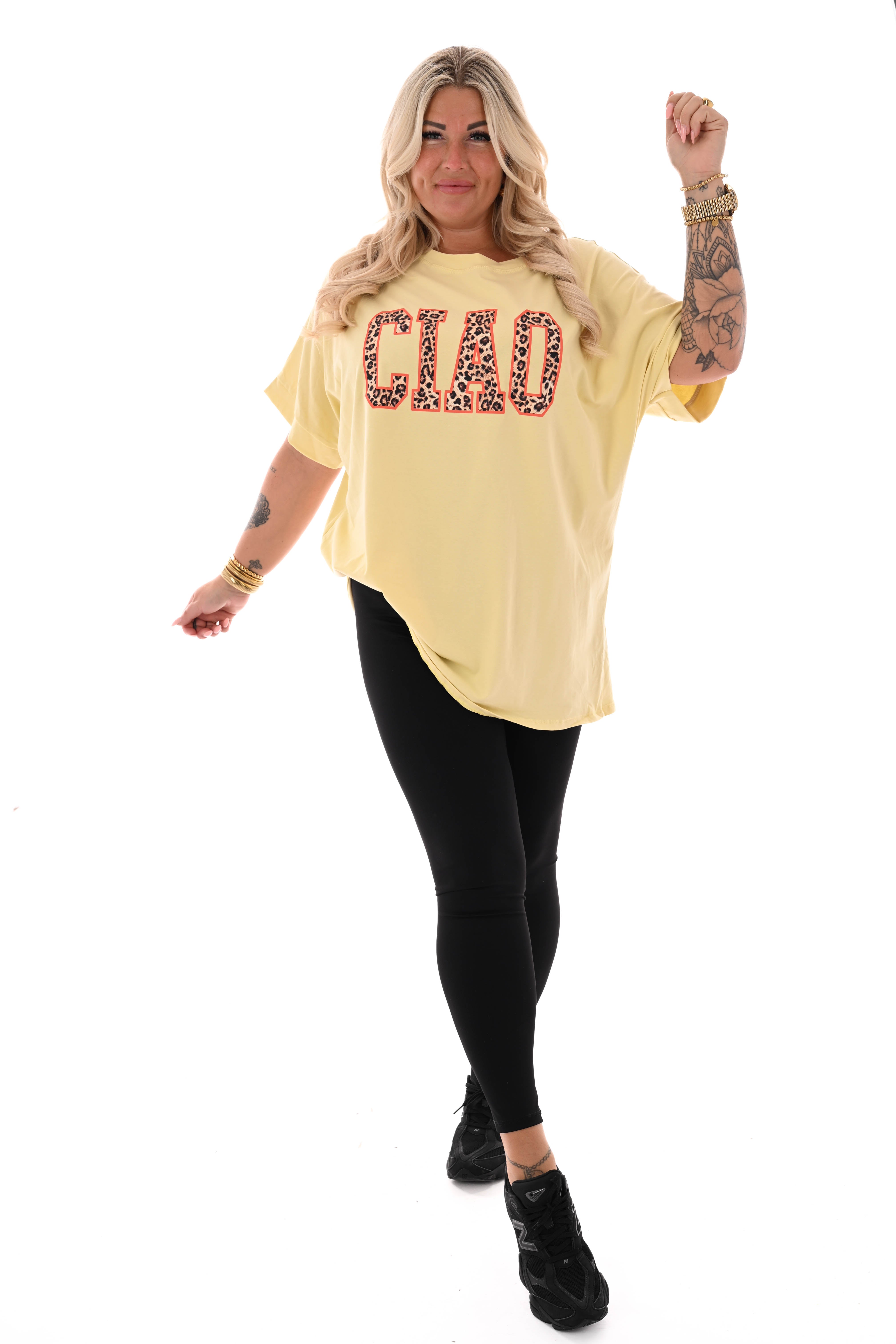 T-shirt panter Ciao lichtgeel