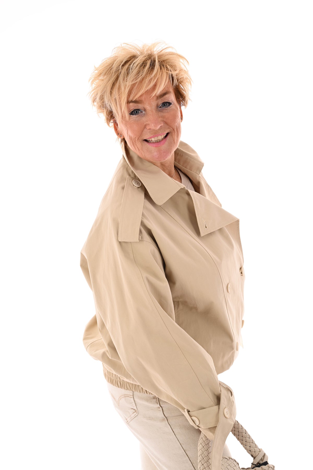 Kort jasje bomber beige