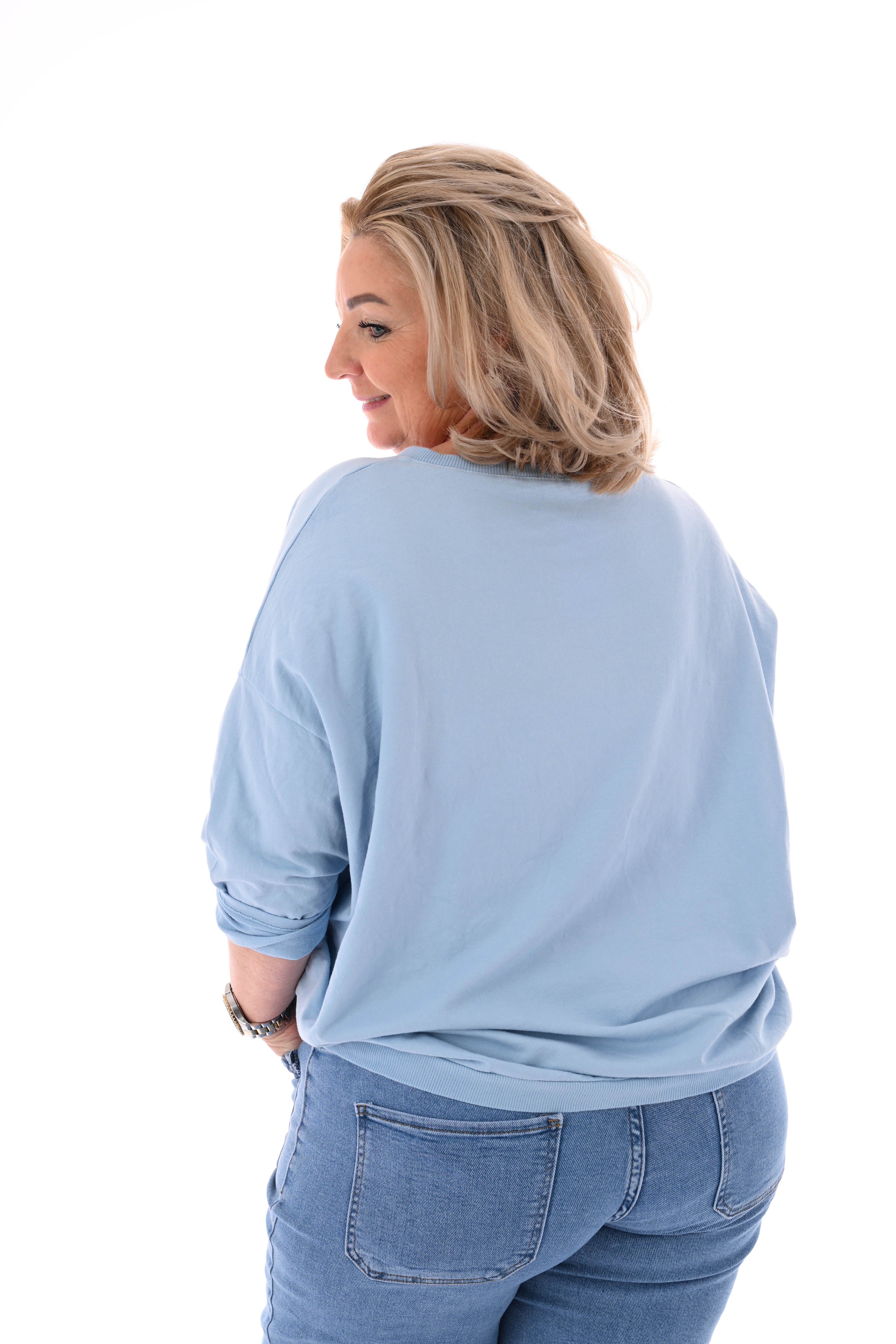Basic sweater uni lichtblauw