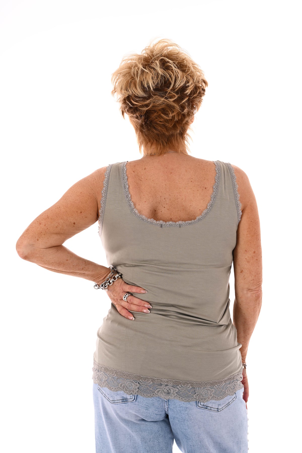 Hemdje kanten onderrand taupe