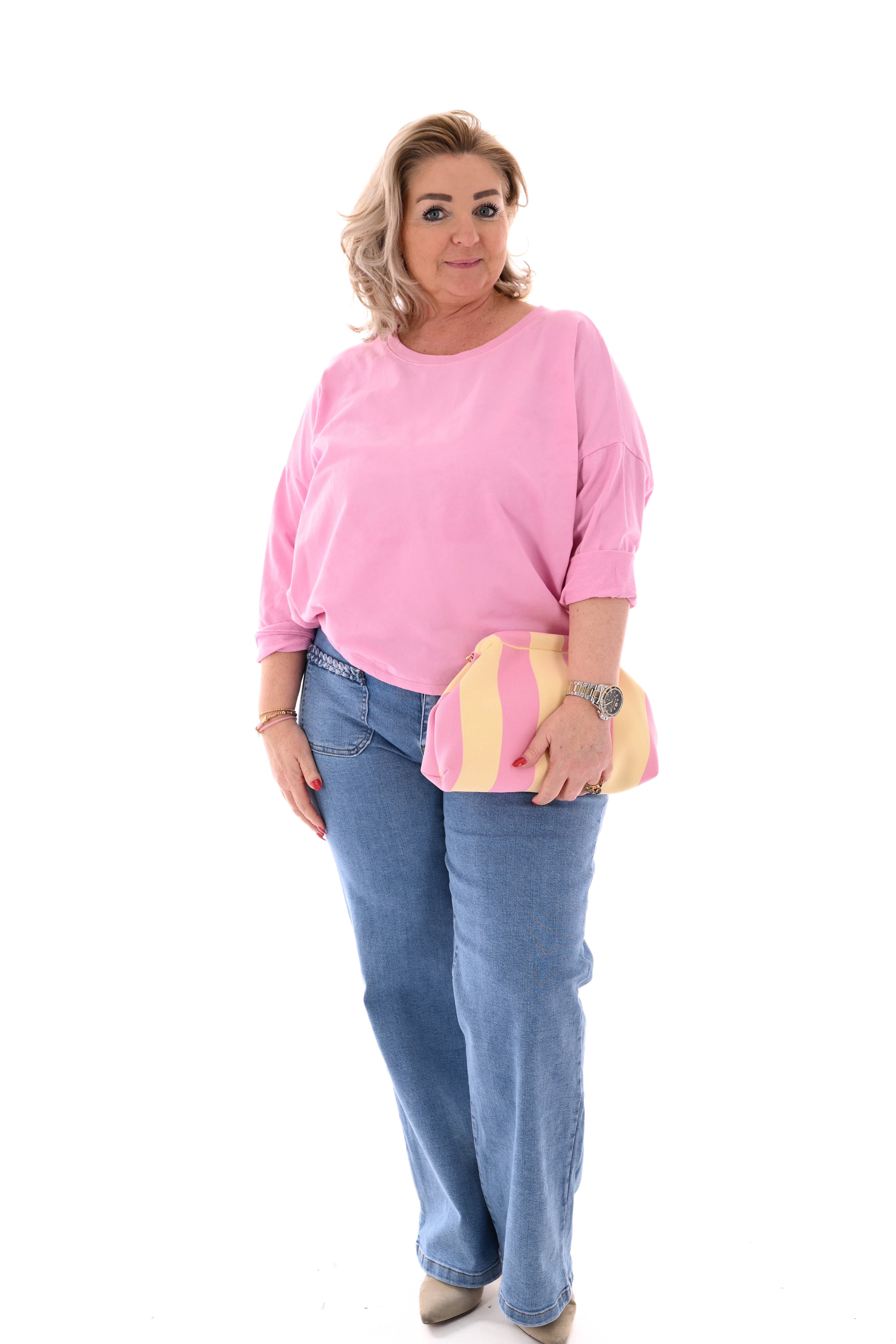 Basic sweater uni roze