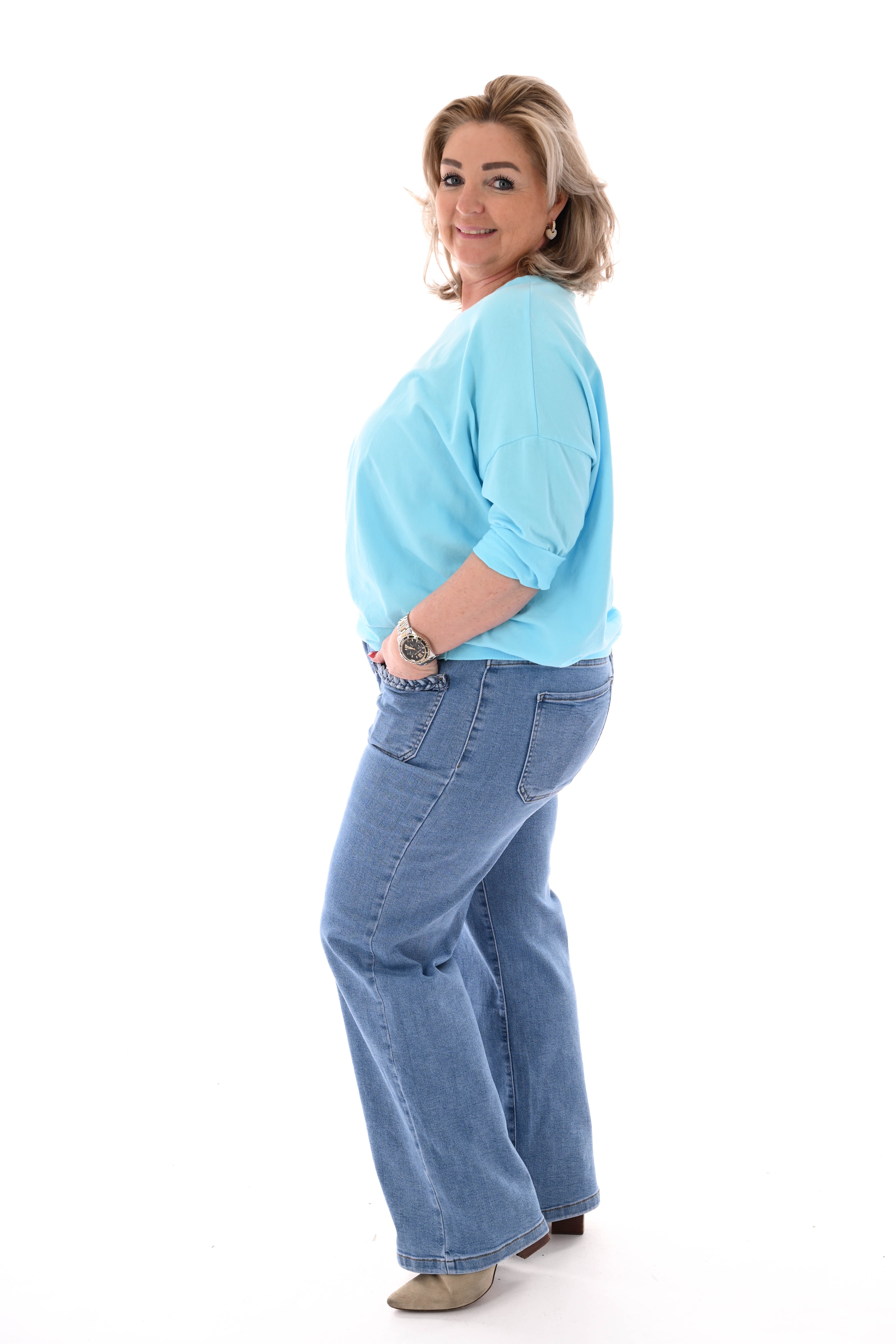 Basic sweater uni lichtblauw