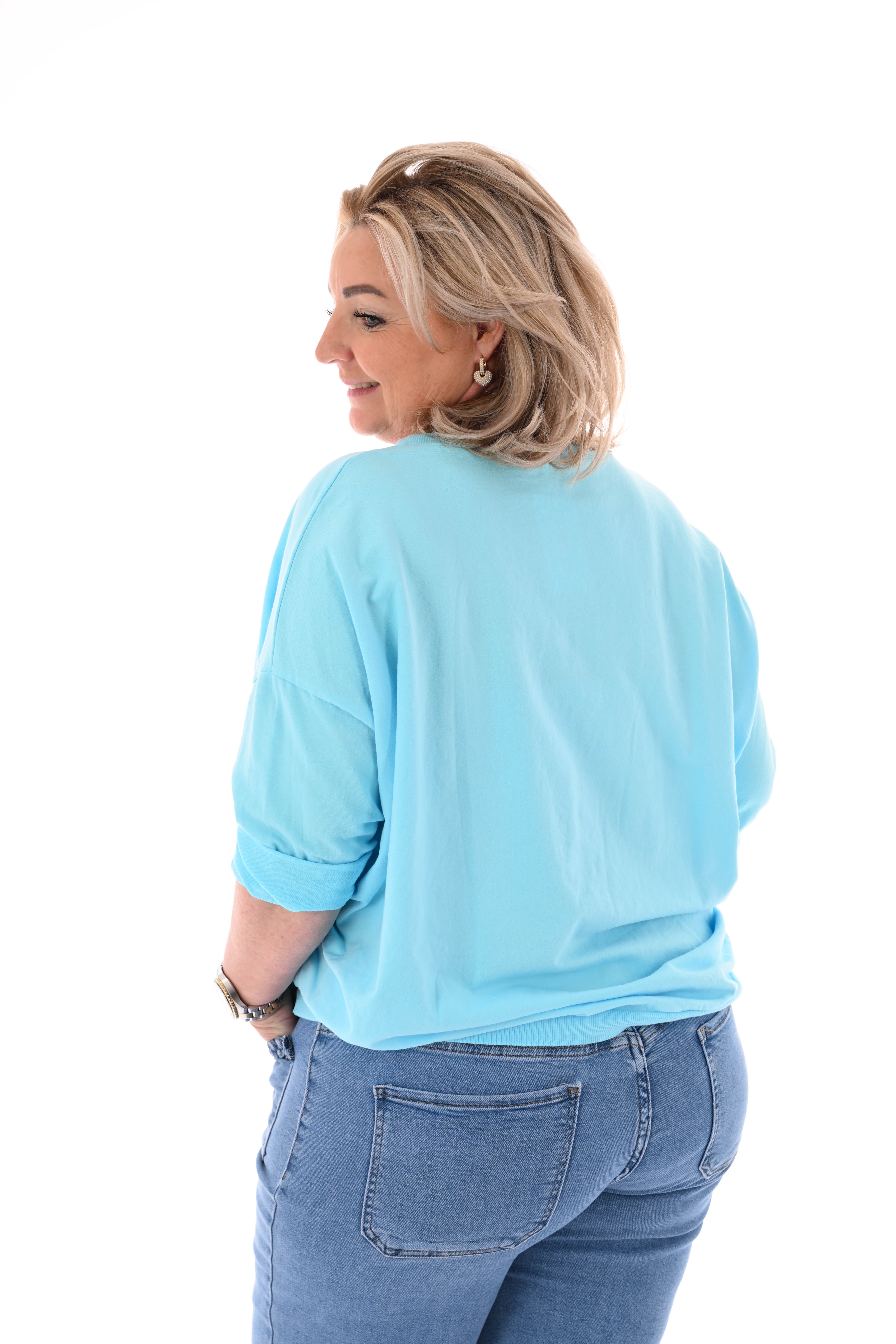 Basic sweater uni blauw