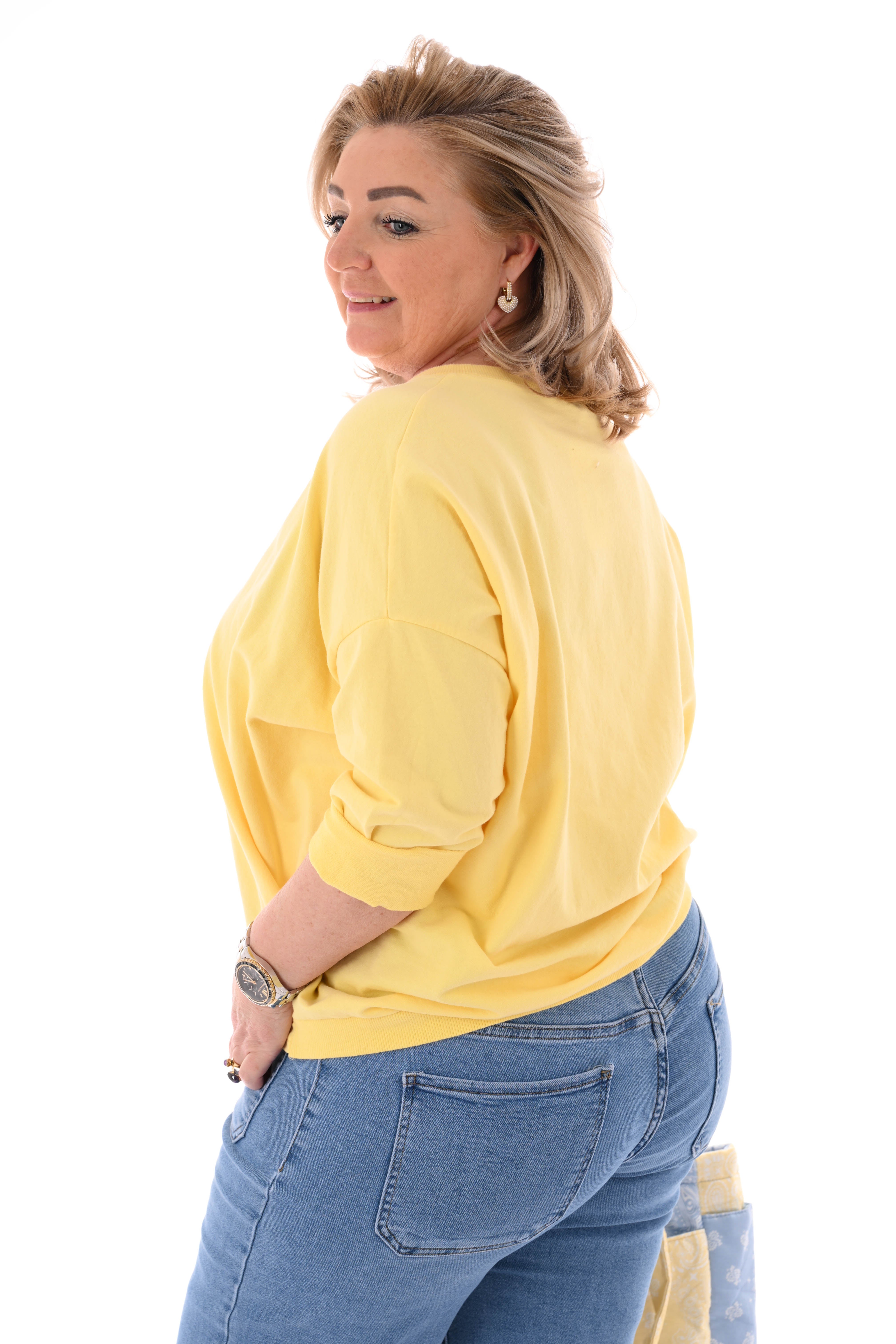 Basic sweater uni geel