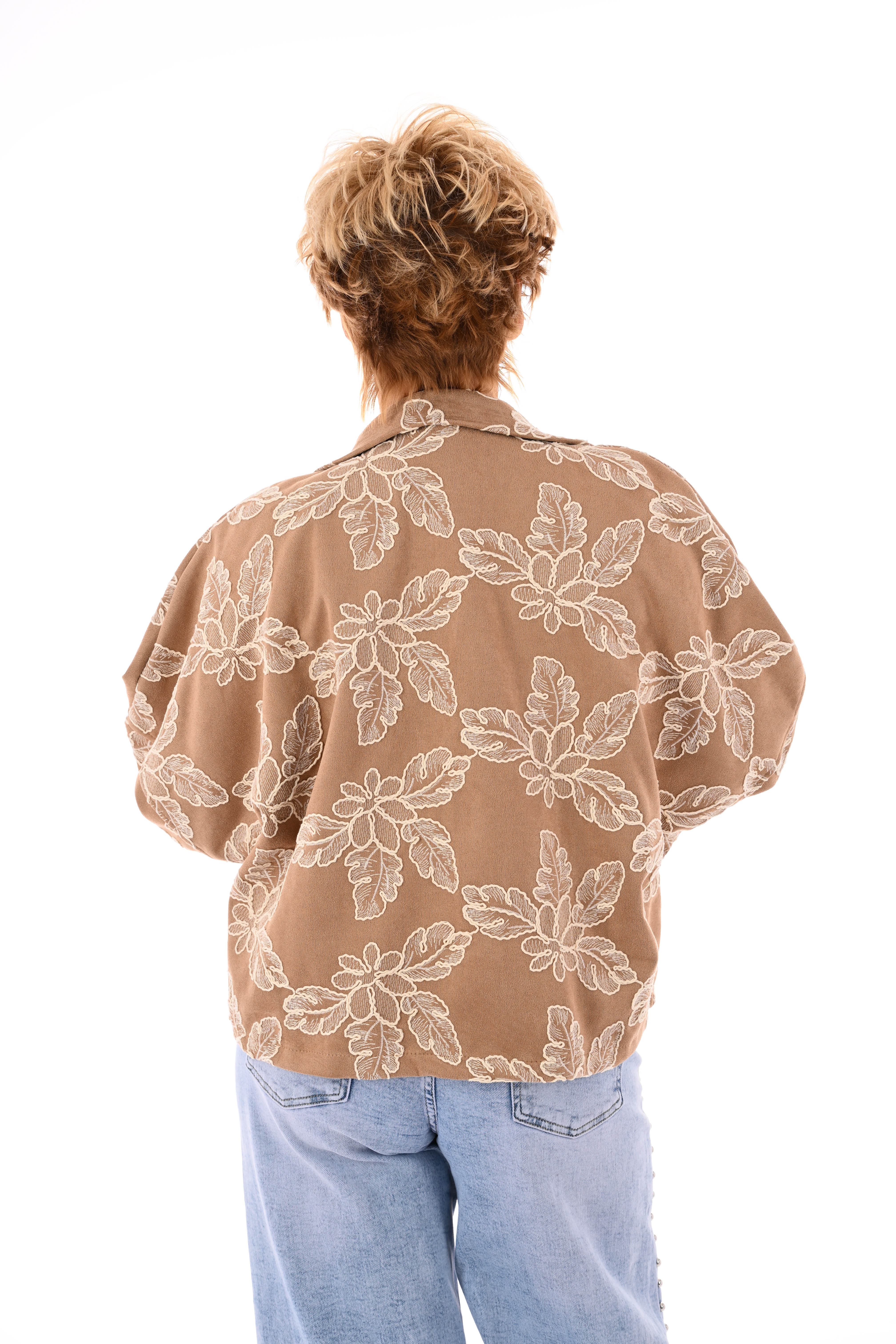 Kort jasje bladeren camel