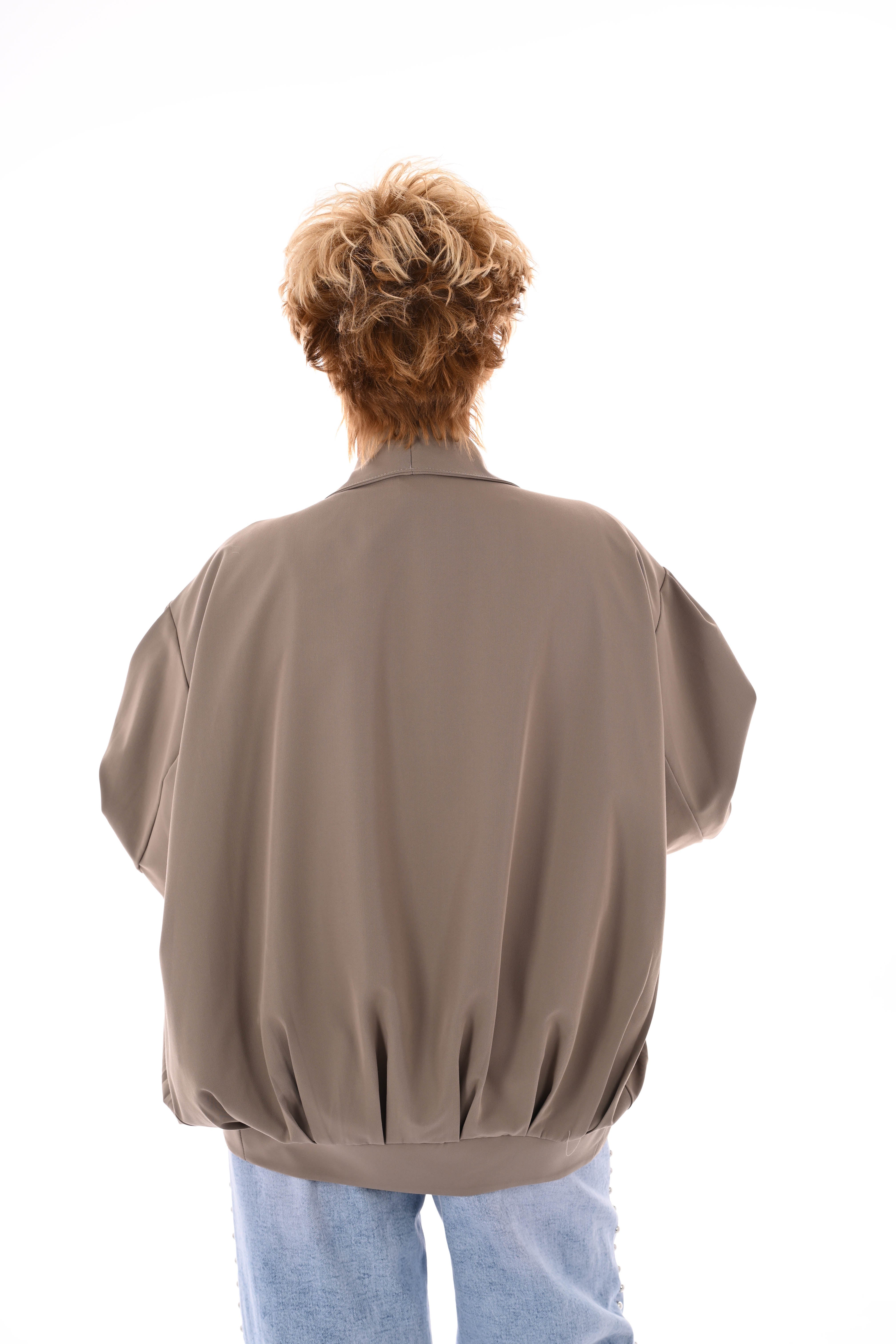 Oversized jasje pofmouwen taupe