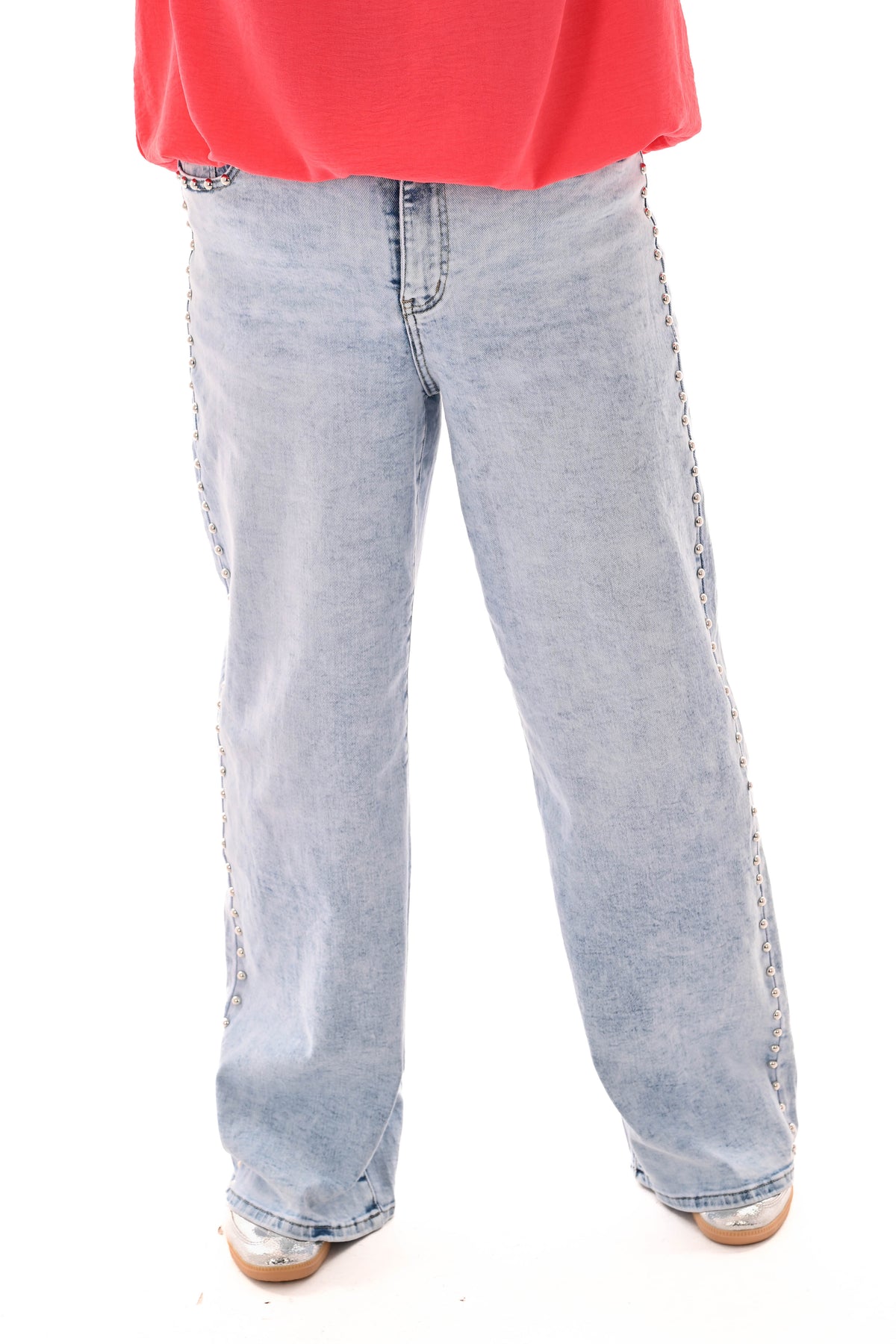Laulia jeans dadfit studs blauw