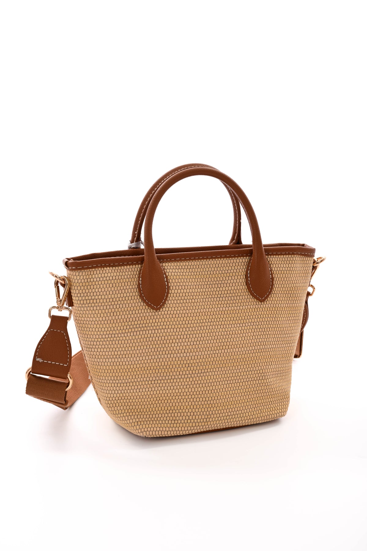 Kleine geweven handtas creme