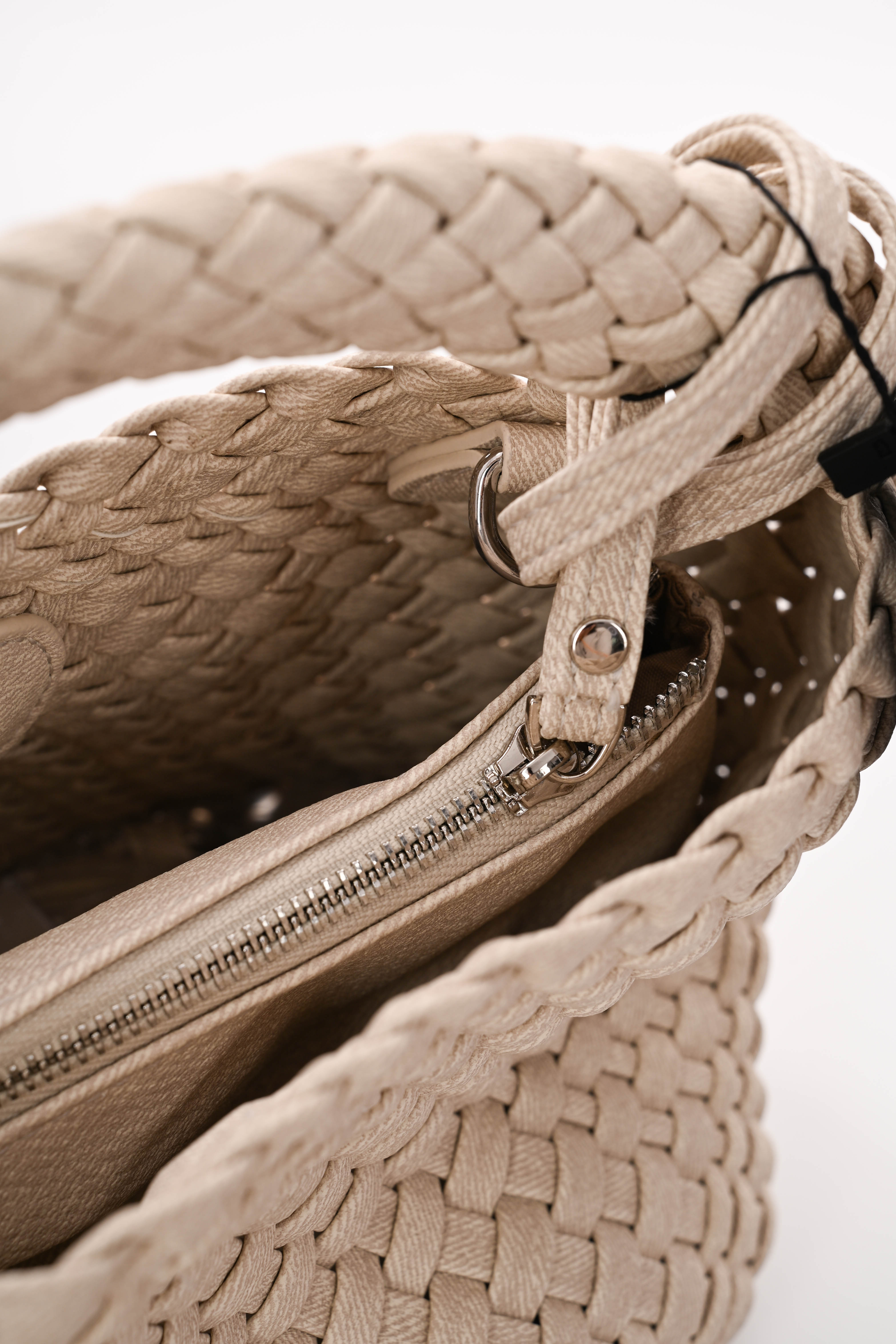 Kleine geweven tas beige