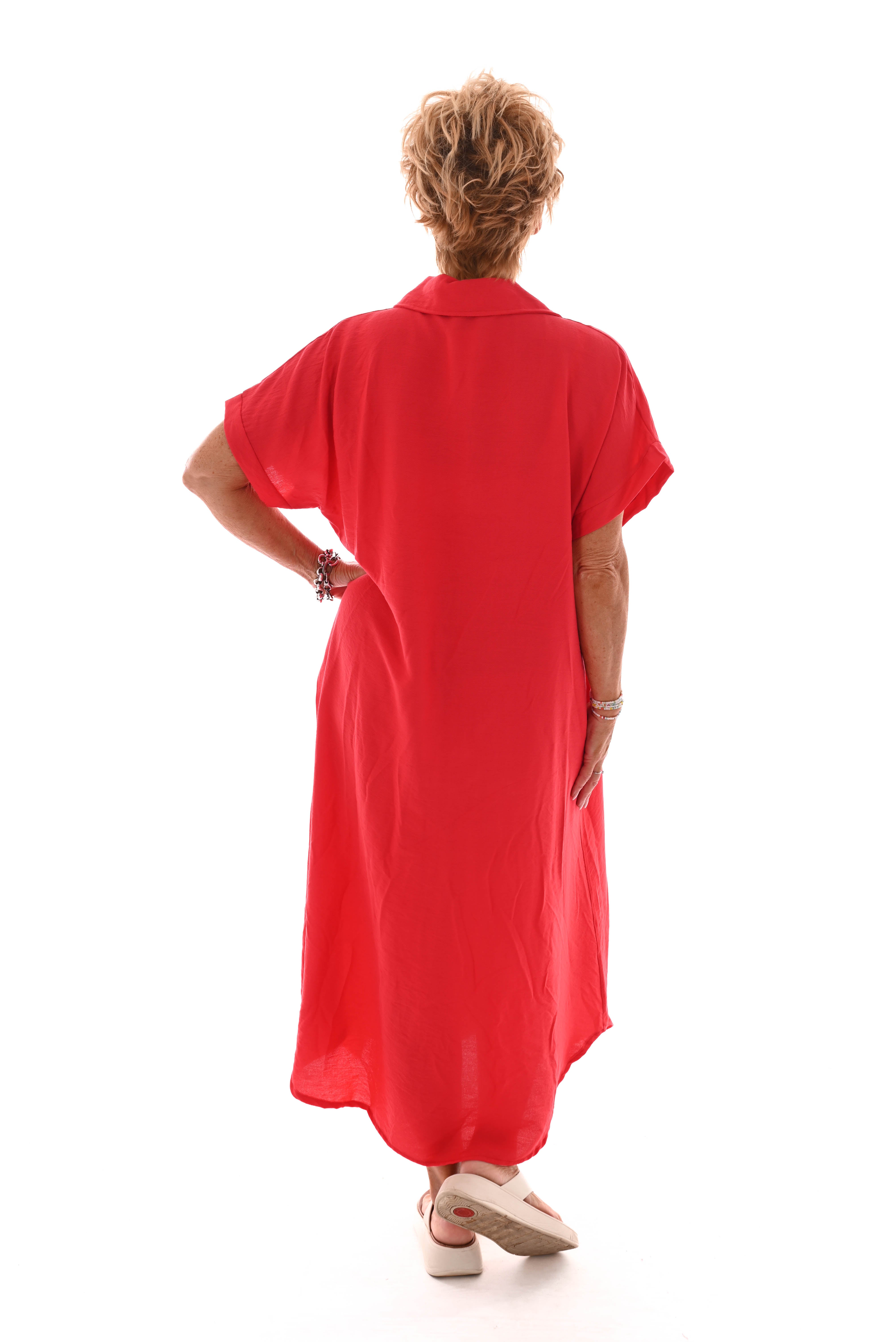 Blouse jurk doorknoop rood