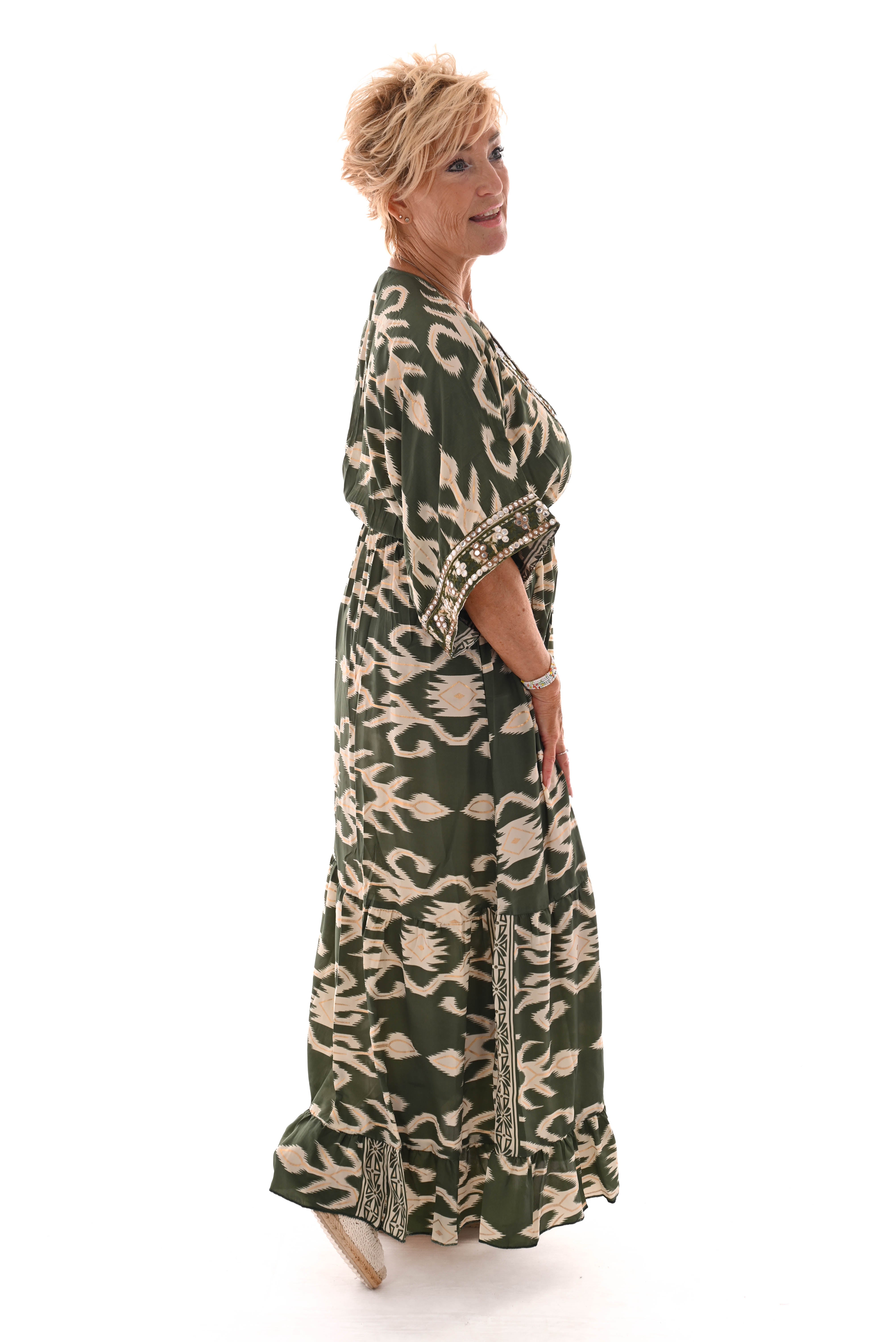 Maxi jurk v-hals groen