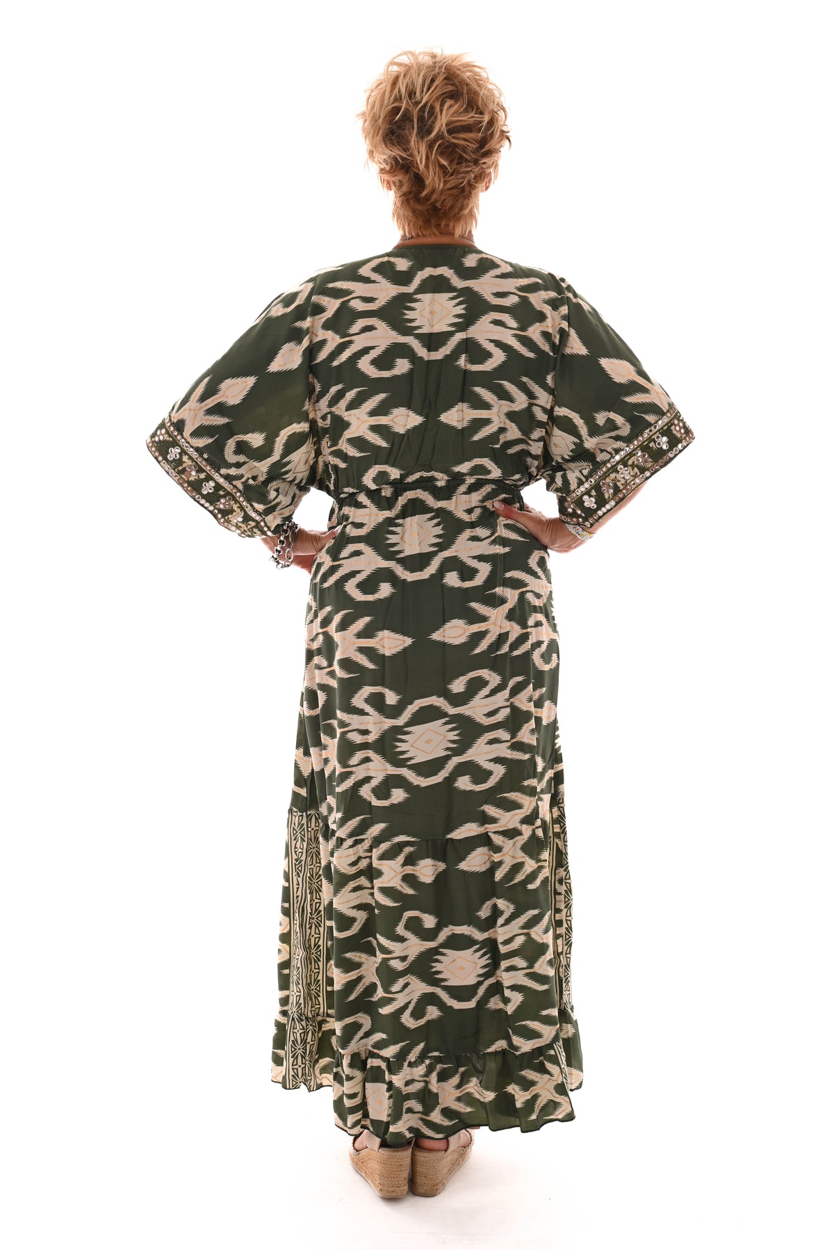 Maxi jurk v-hals groen