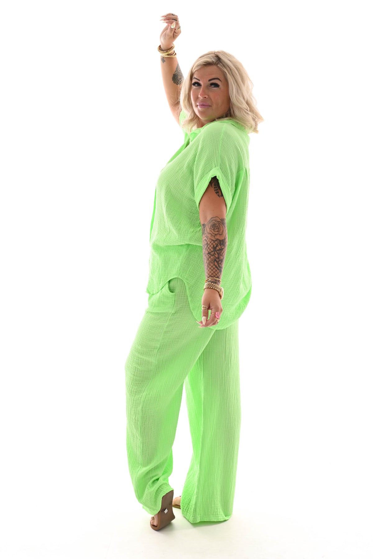Tweedelig wafel set  fel groen