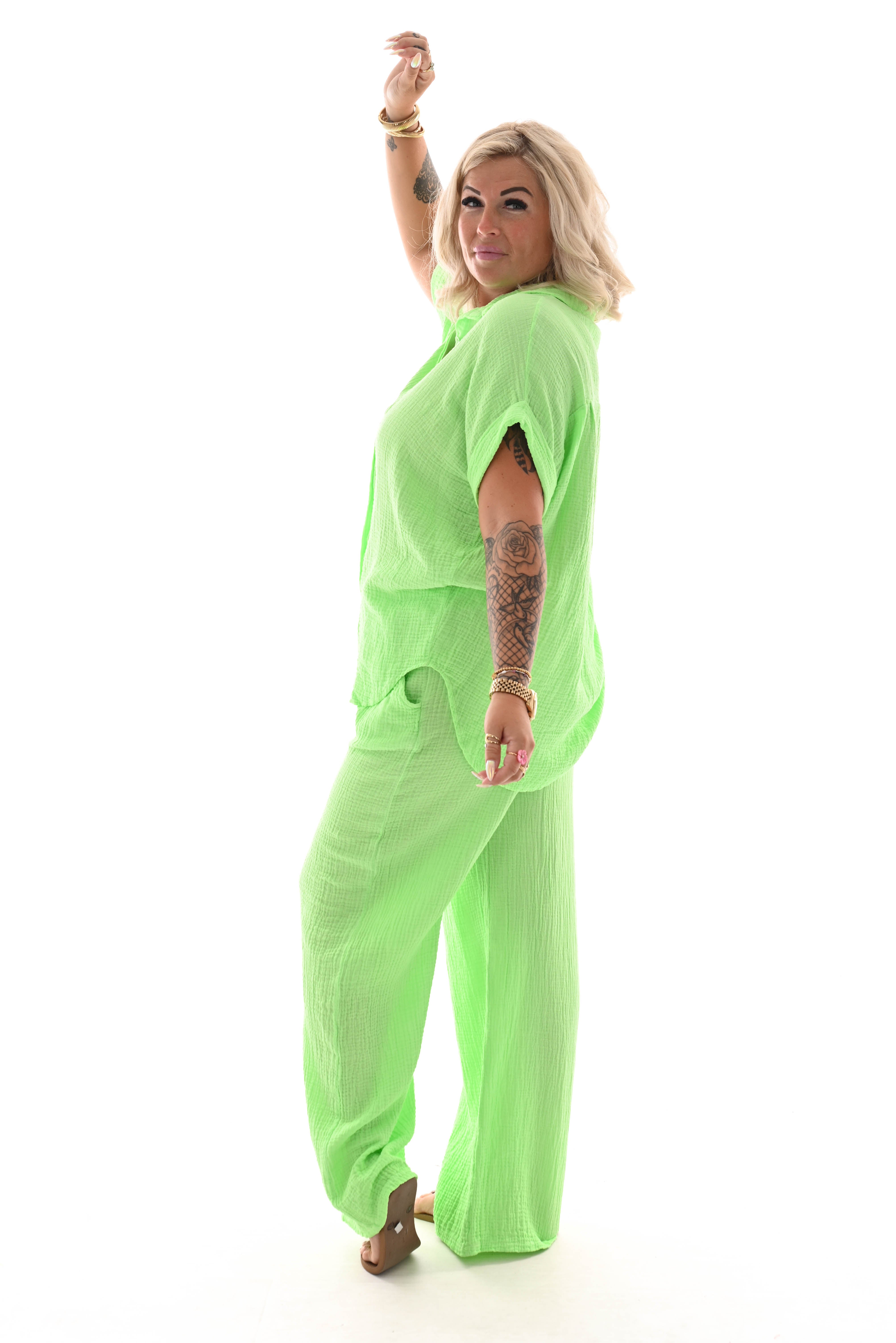 Tweedelig wafel set  fel groen