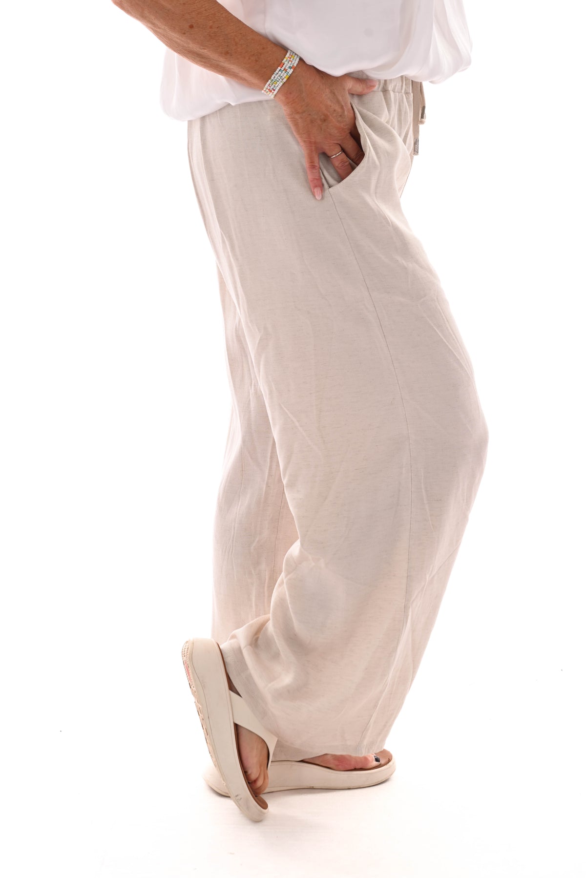 Linnenlook broek creme