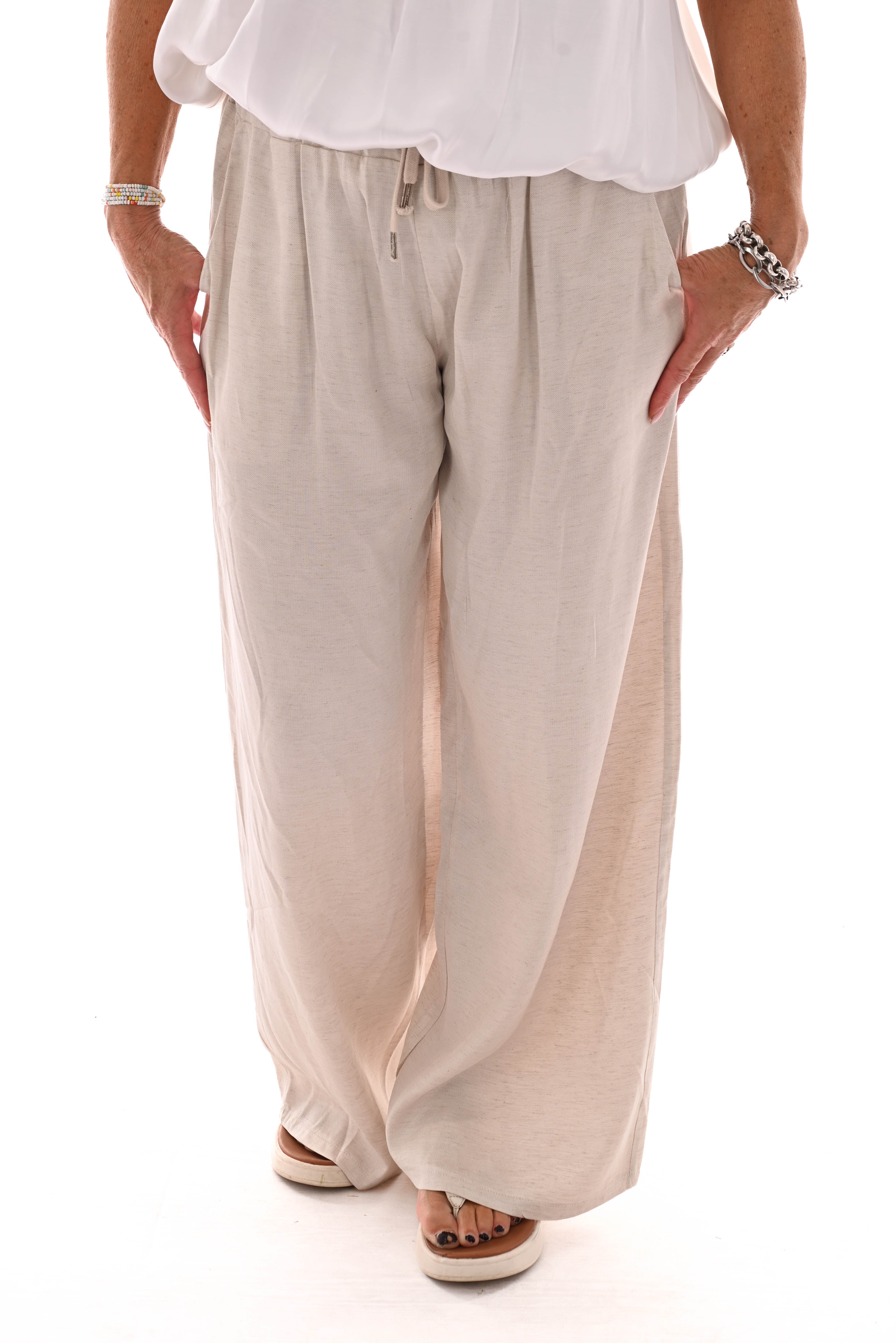 Linnenlook broek creme