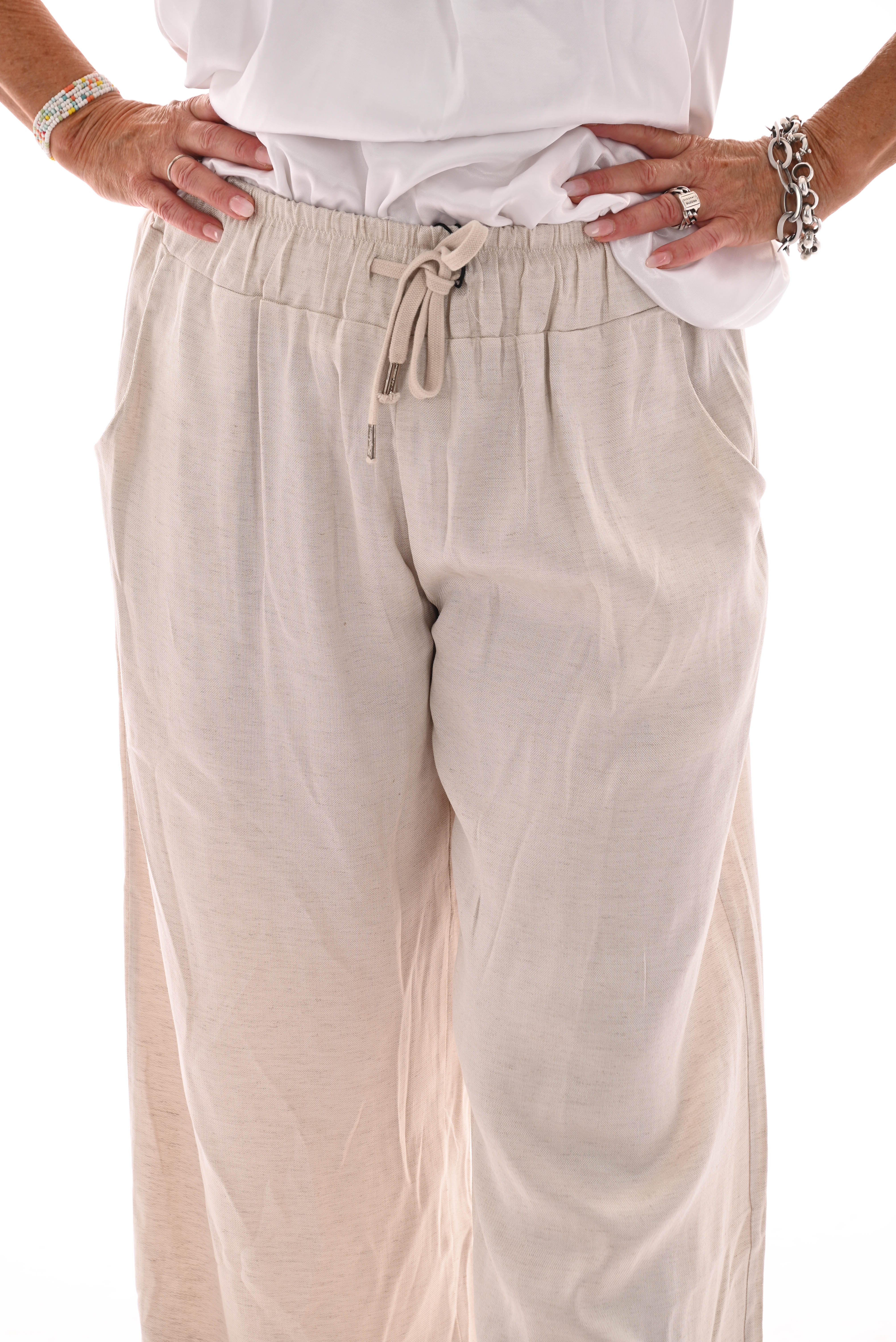 Linnenlook broek creme