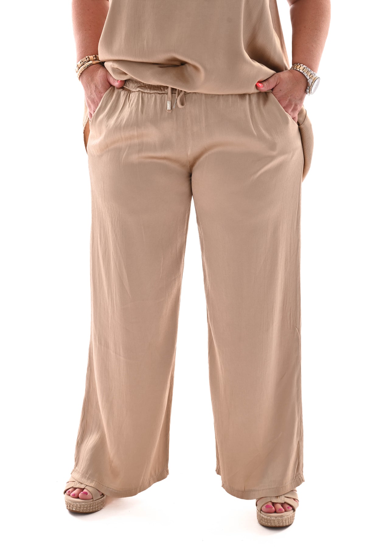 Silky wijde broek uni goud