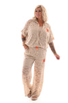 Tweedelig set kant applicatie beige