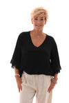 Top 3/4e mouw detail zwart