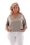Top 3/4e mouw detail taupe