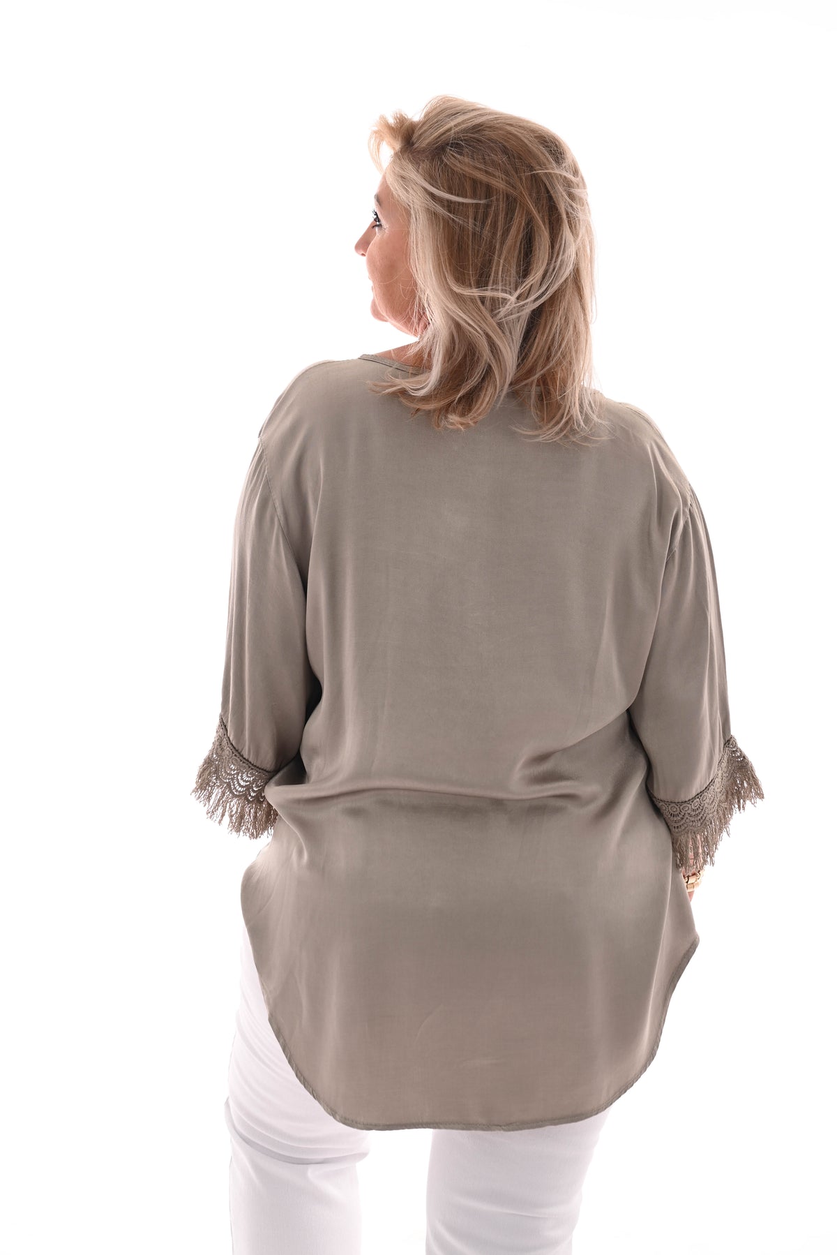 Top 3/4e mouw detail taupe