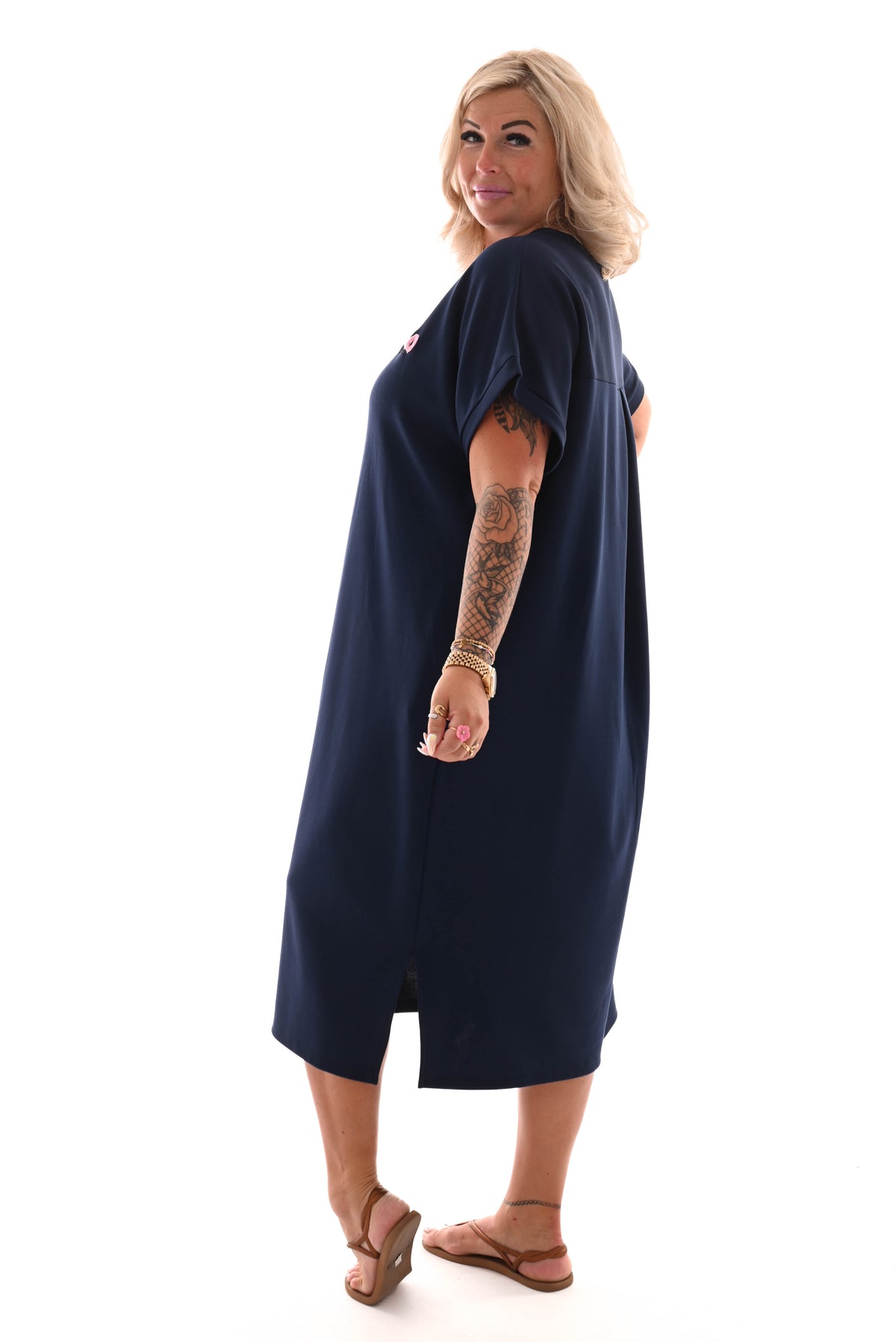 Jurk v-hals soho marineblauw