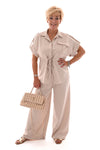 Tweedelig set met aantrekkoord uni beige
