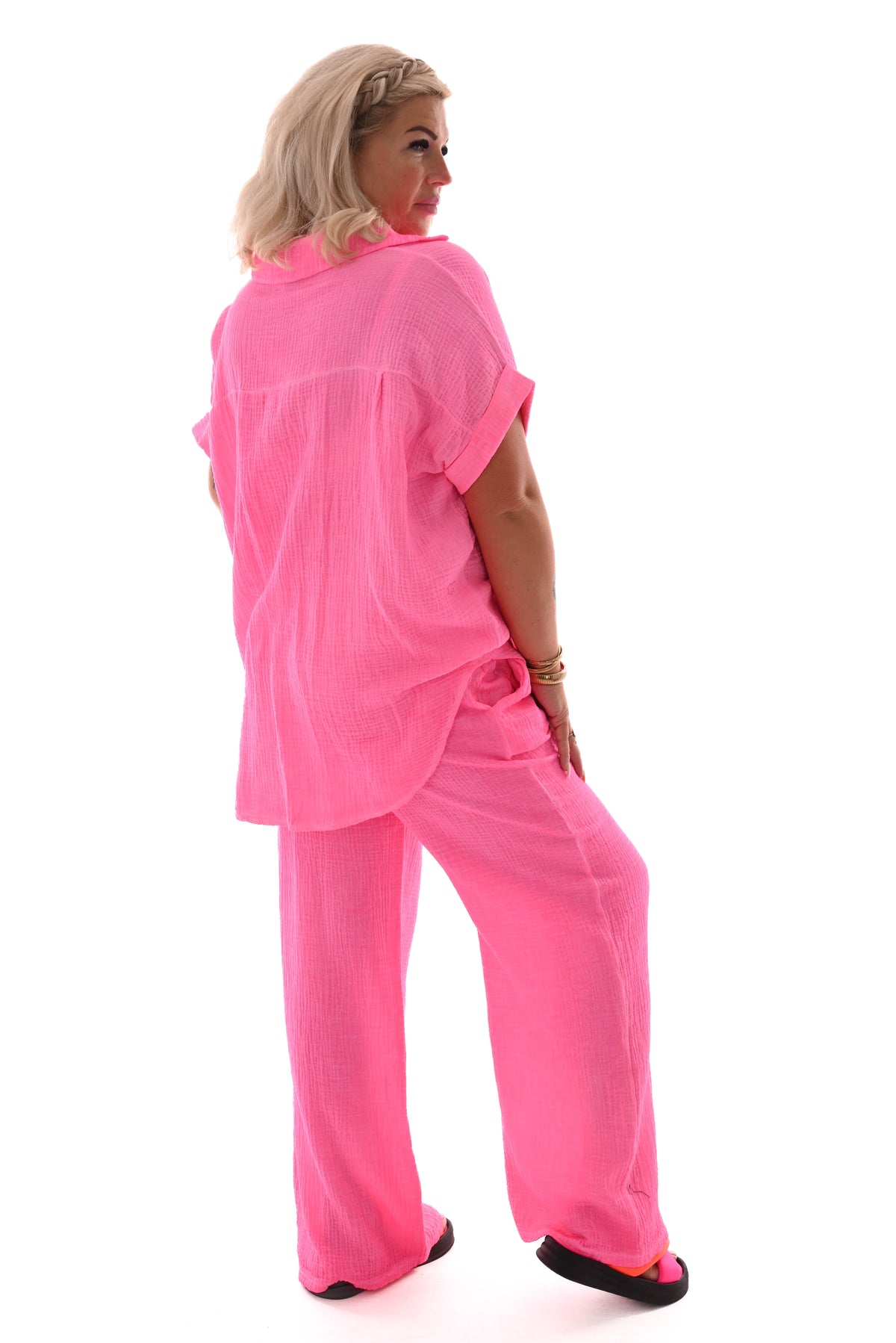 Tweedelig wafel set fel roze