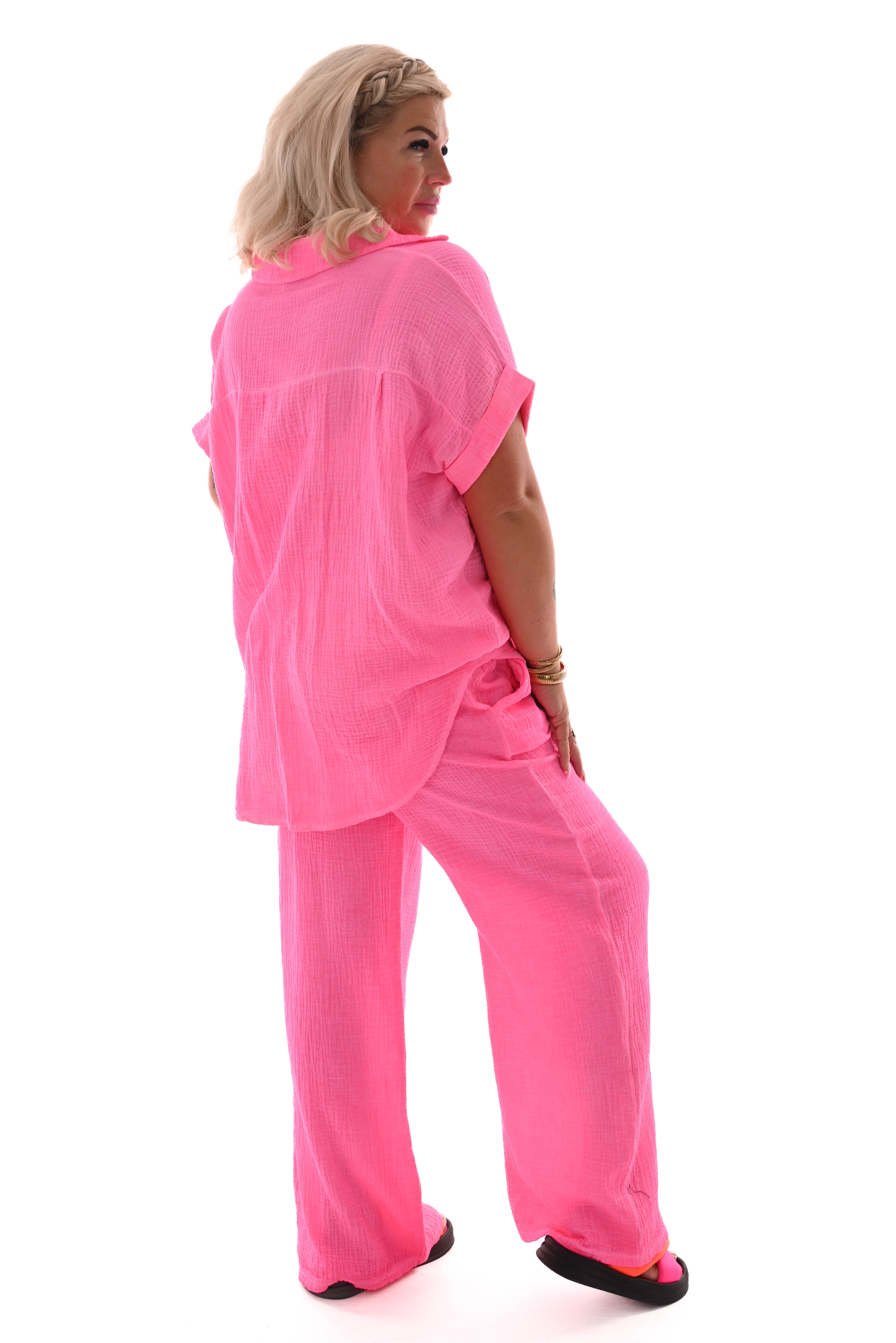 Tweedelig wafel set fel roze