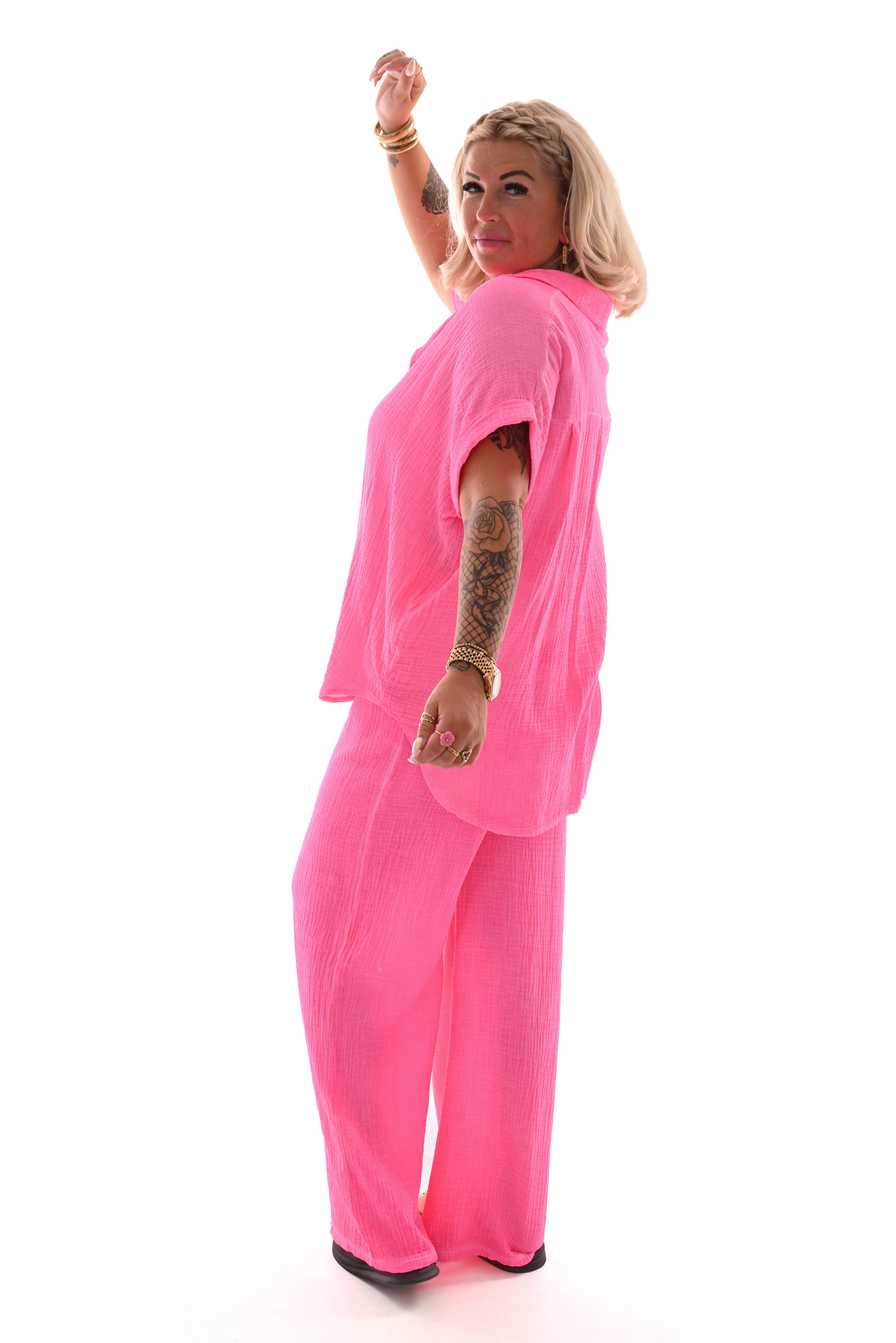 Tweedelig wafel set fel roze