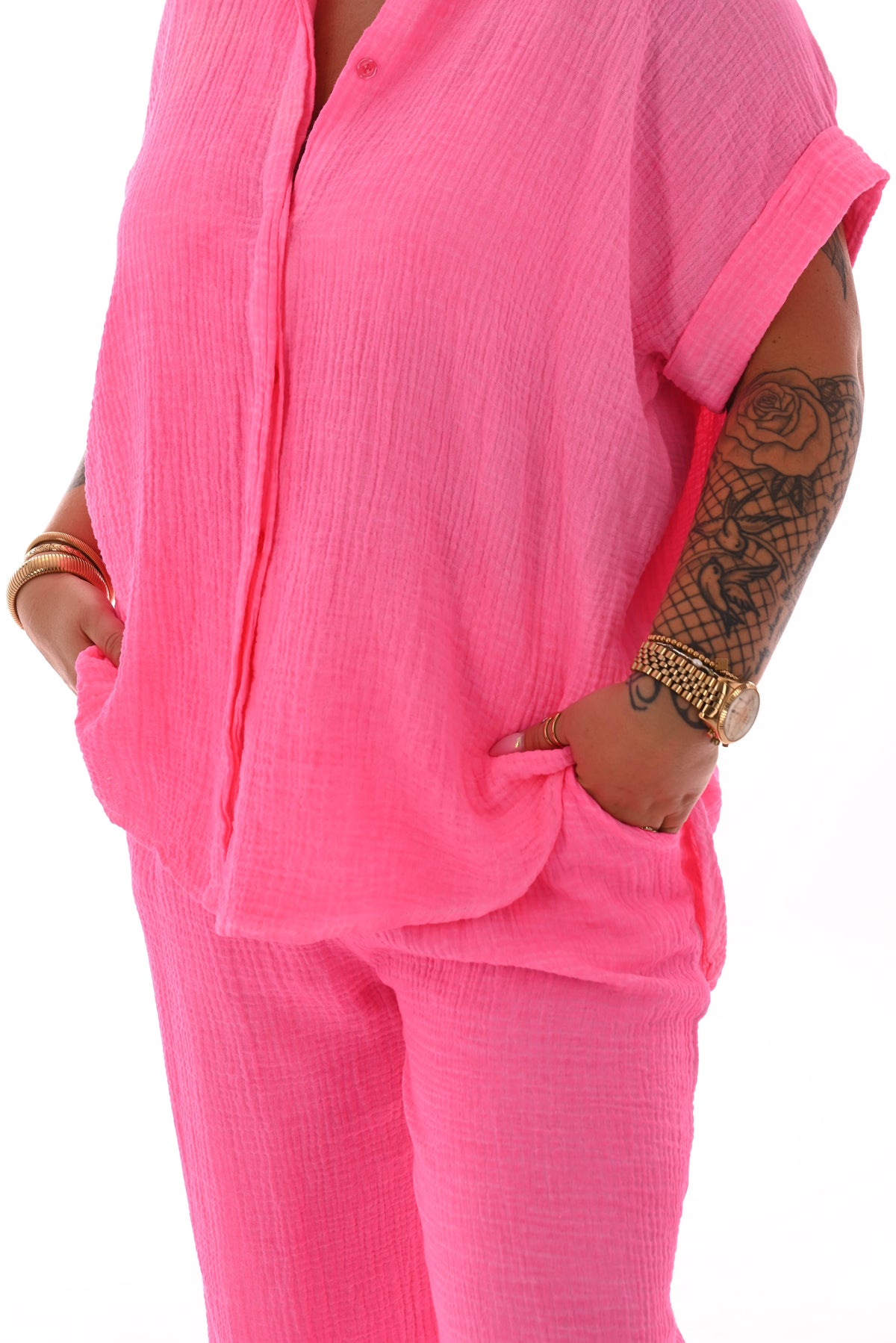Tweedelig wafel set fel roze