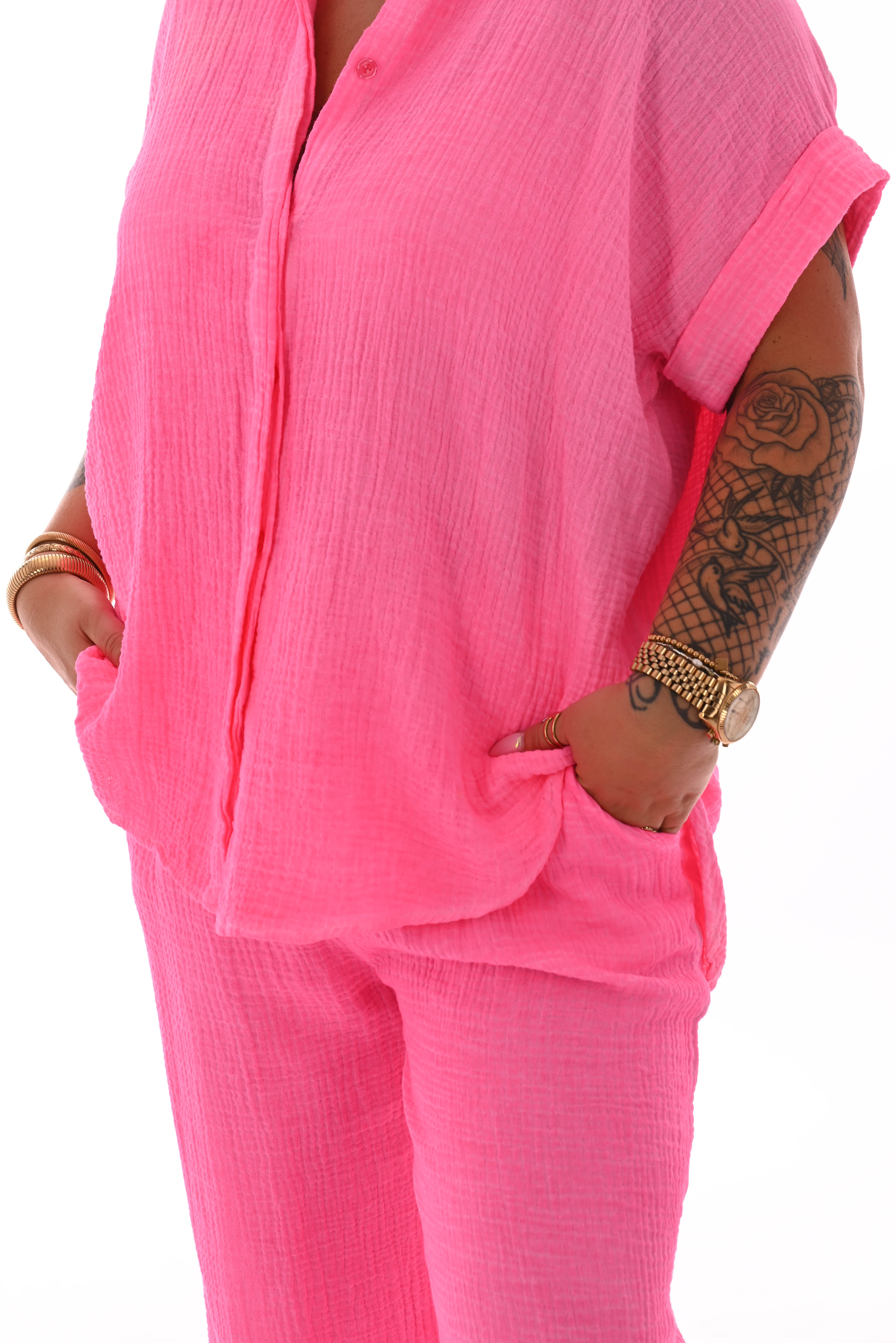 Tweedelig wafel set fel roze