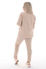 Tweedelig stretchpak met strik beige