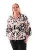 Blouse multi v-hals bladeren zwart