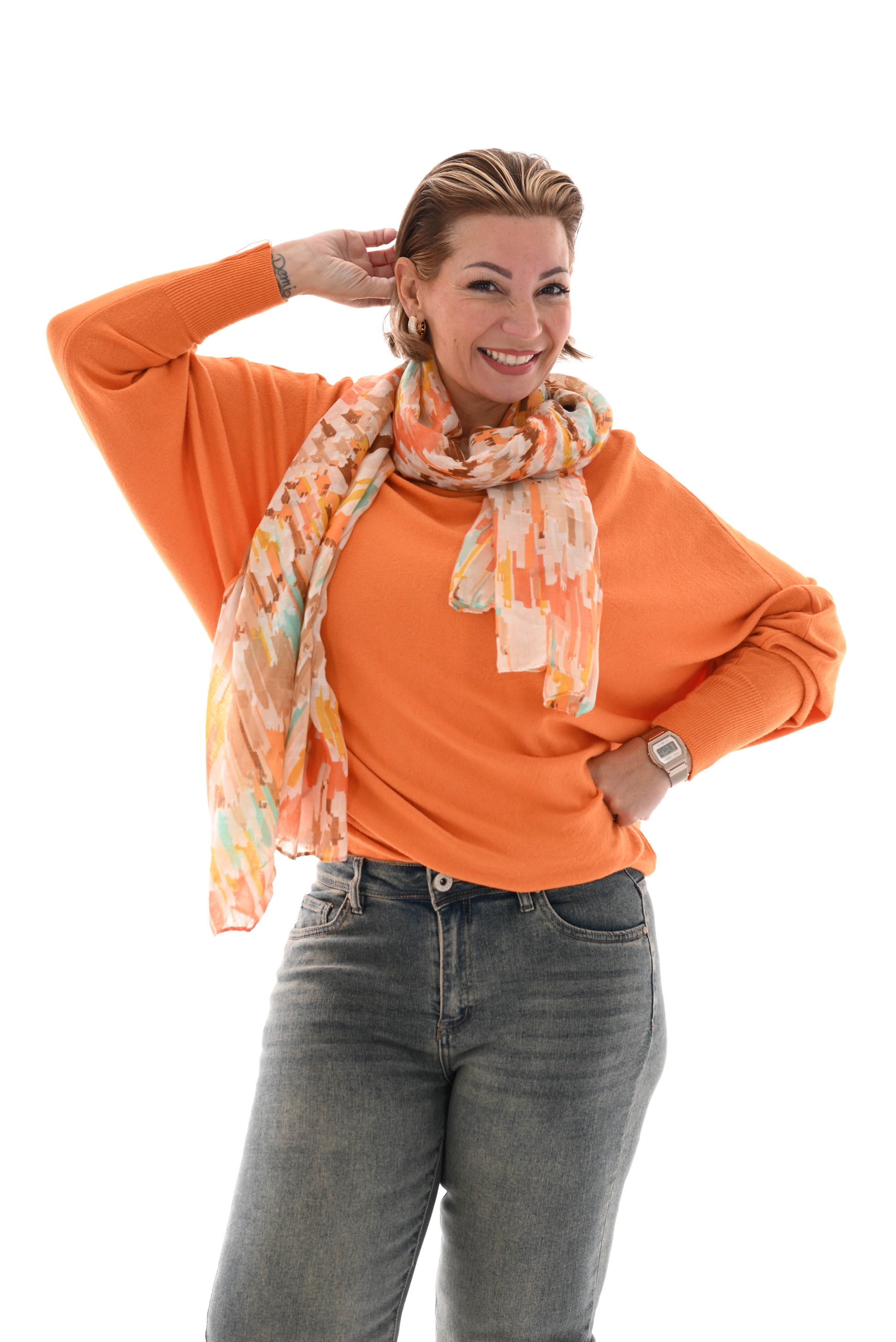Sjaal oranje/turqoise 31