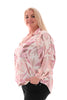 Blouse multi v-hals bladeren roze