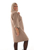 Sweater dress pofmouwen donker beige