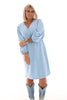 Sweater dress pofmouwen licht blauw