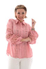 Korte doorknoop blouse broderie detail oud roze