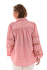 Korte doorknoop blouse broderie detail oud roze