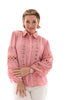 Korte doorknoop blouse broderie detail oud roze