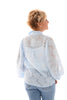 Korte doorknoop blouse pofmouwen licht blauw