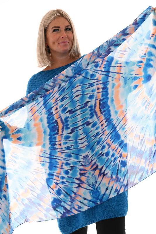 Sjaal tie dye blauw/oranje 42