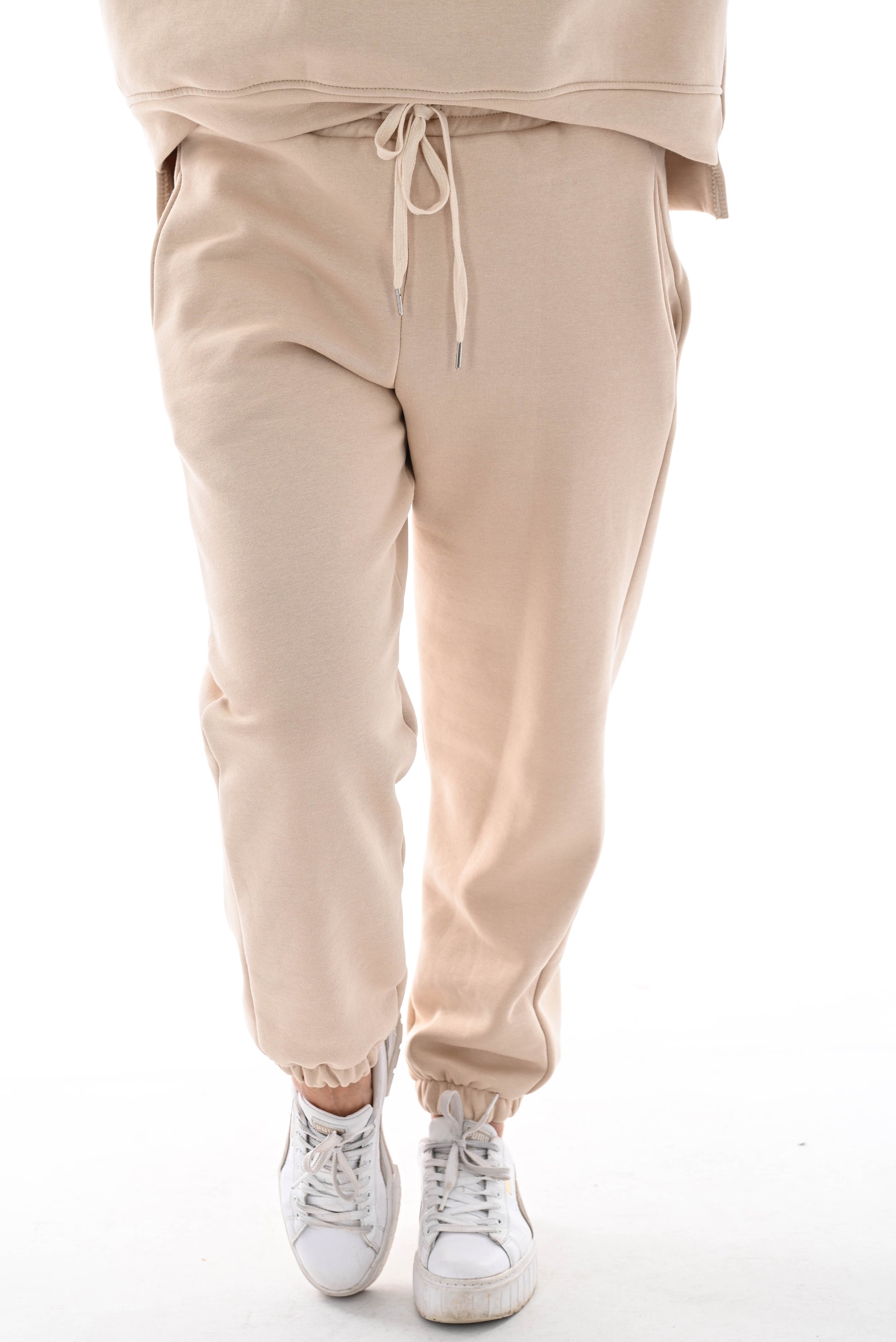 Tweedelig joggingspak applicatie beige