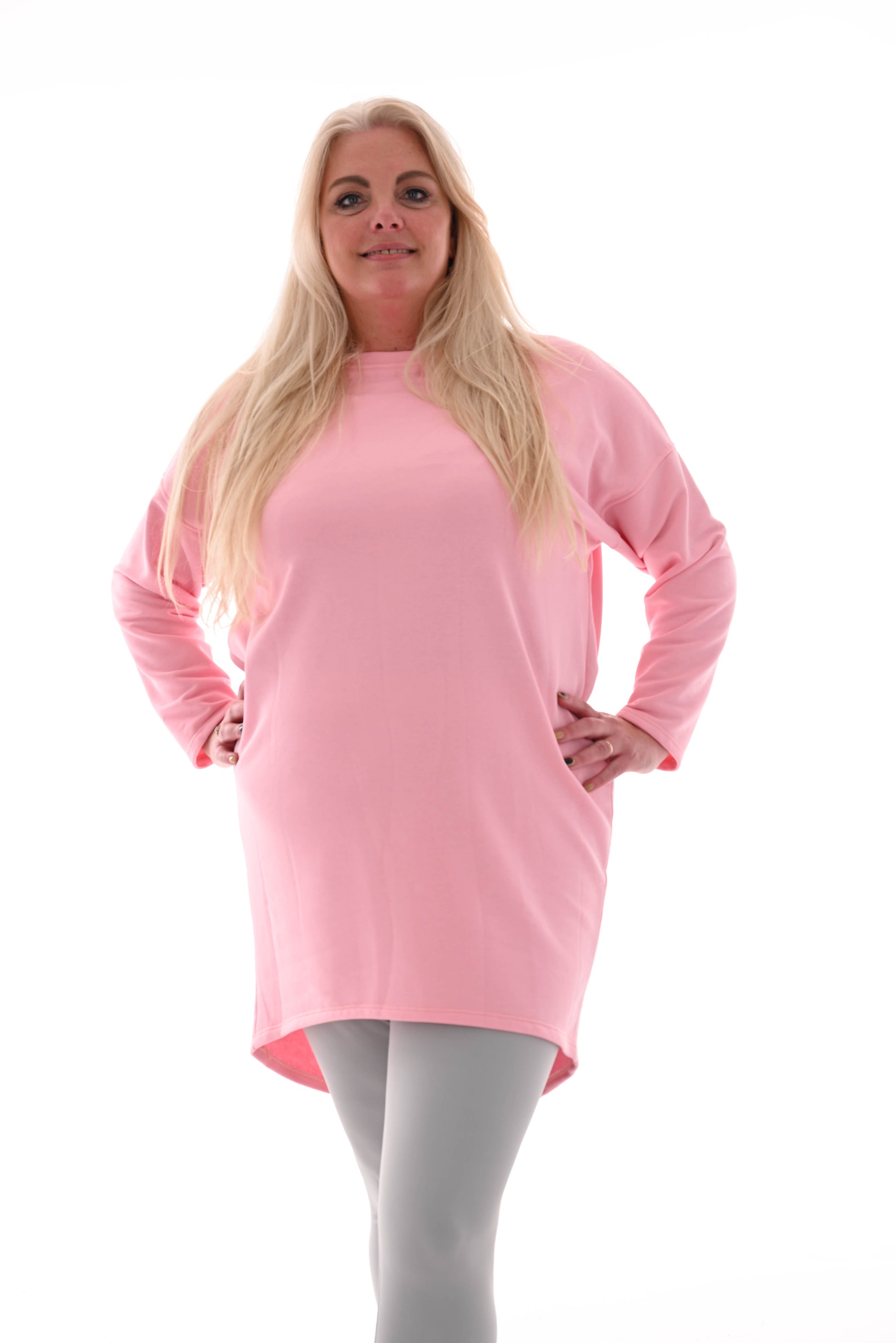 Sweater dress boothals baby roze