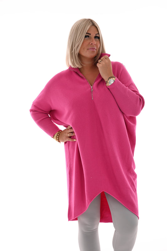 Tuniek met ritskraag barbie roze