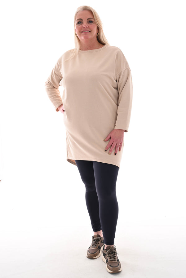 Sweater dress boothals beige